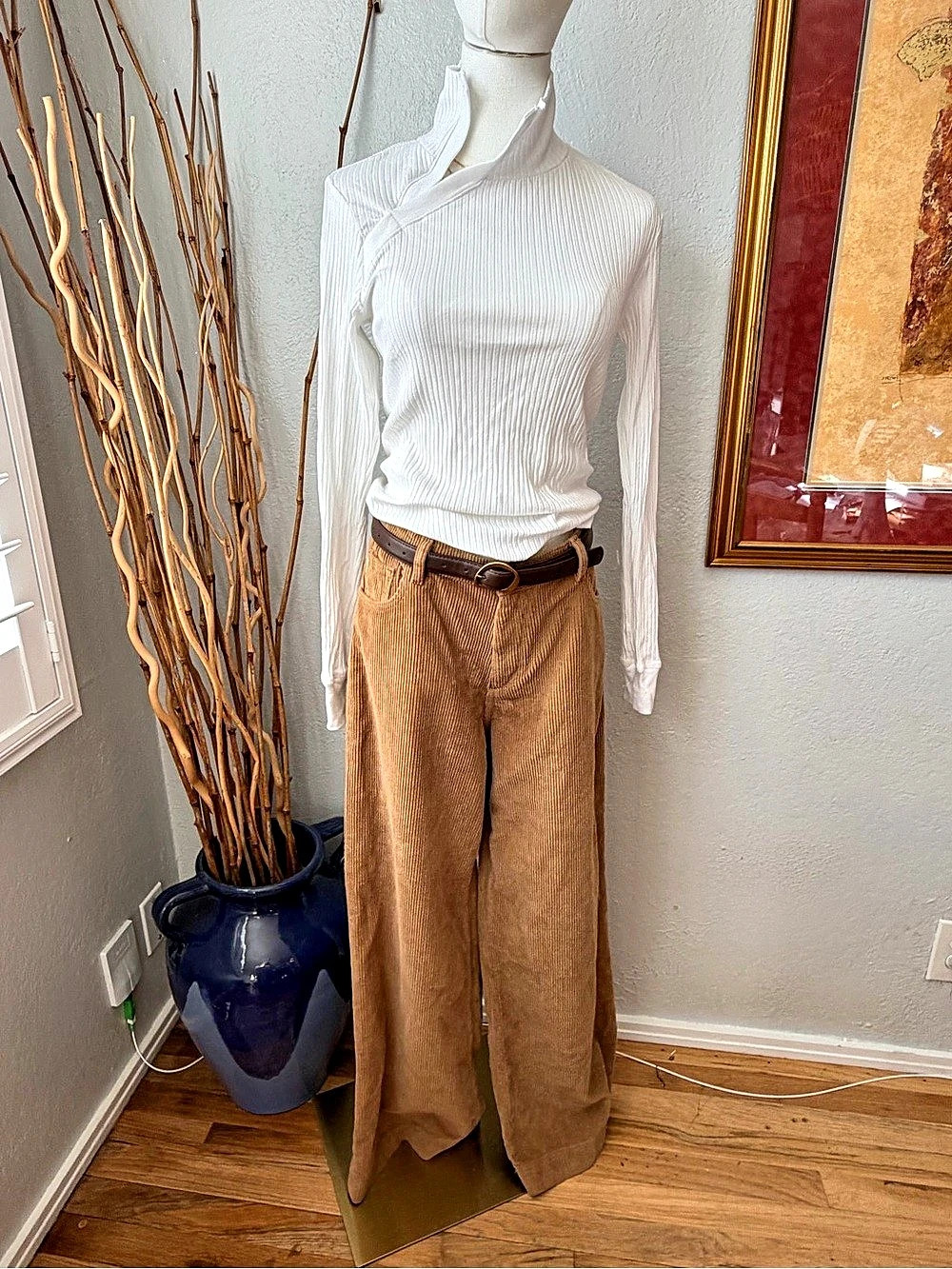 284~ LAmade Ribbed Mock Neck Top in White Small NWT